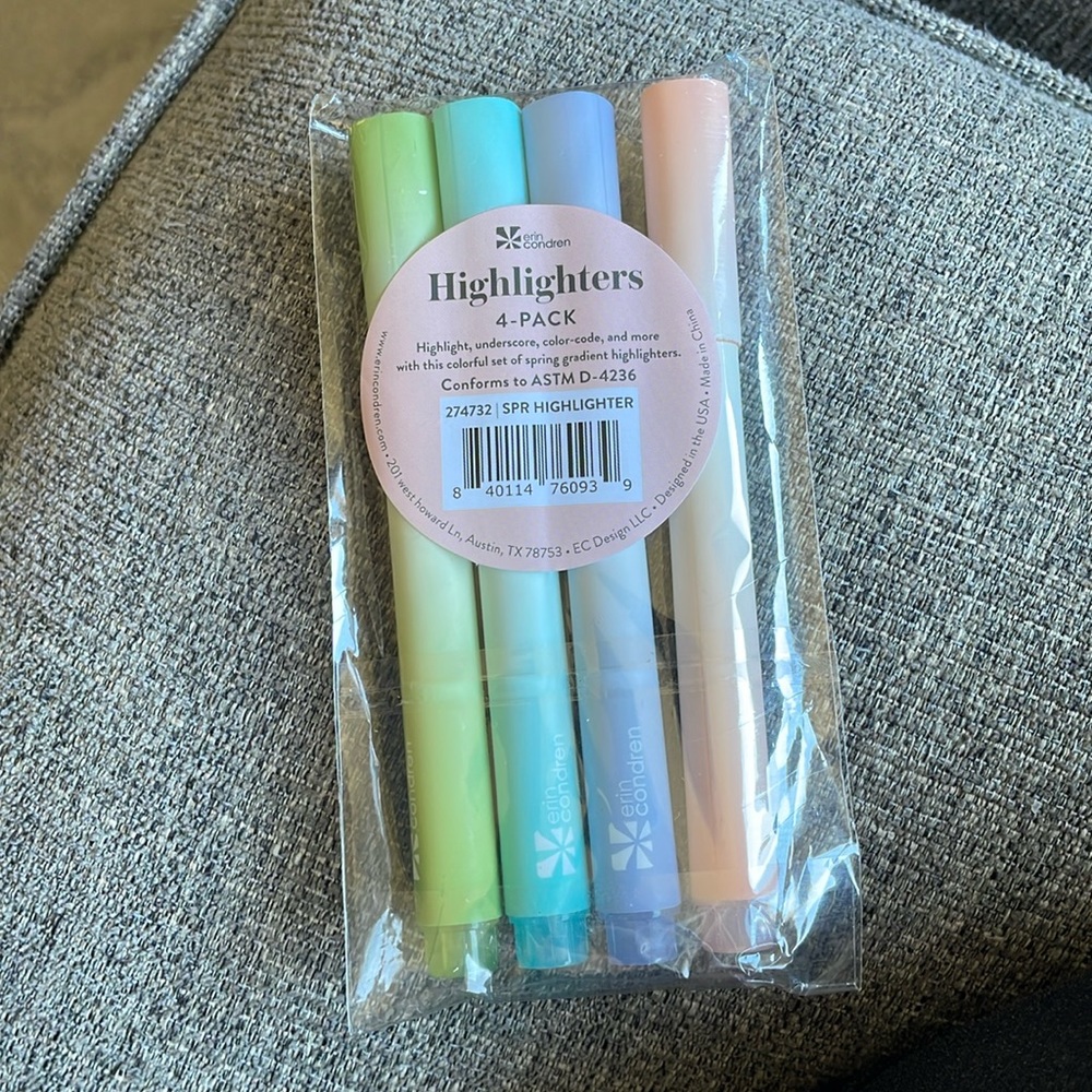 Erin Condren seasonal spring surprise bundle 4 highlighters nwt